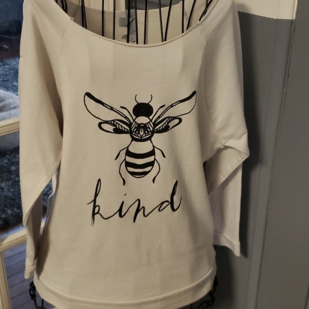Next Level Apparel White Bee Kind Sweatshirt - Picture 3 of 8
